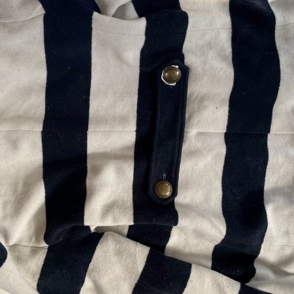 NWT Jack by BB Dakota Striped Peacoat Size L - Navy White Faux Fur Collar - Picture 15 of 16